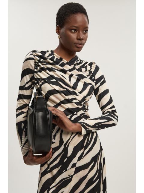 KAREN MILLEN Zebra Print Crepe Twist Detail Maxi Dress