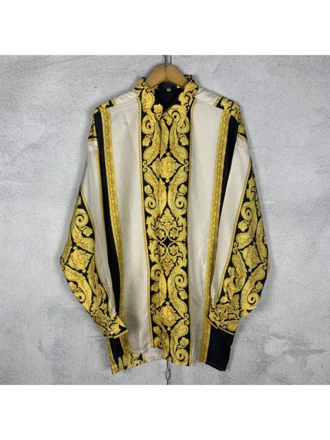 Other Designers Vintage 90s Baroque Silk Shirt Gold Chain Castangia