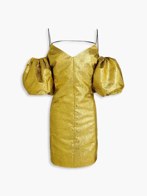 STINE GOYA Brera cold-shoulder metallic fil coupé jacquard mini dress
