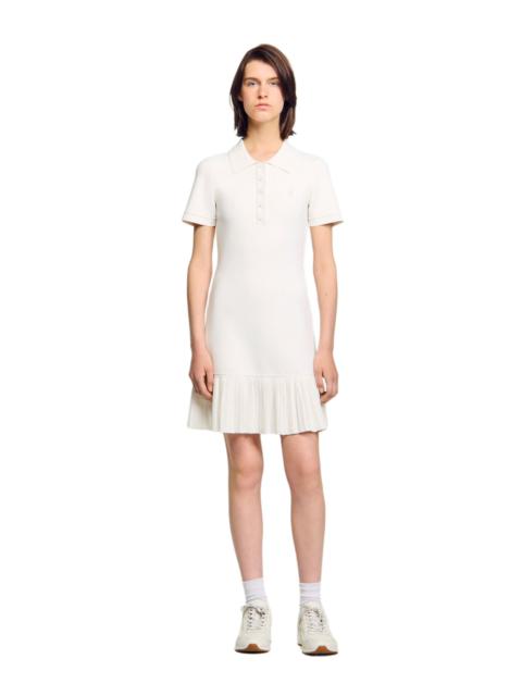 Sandro SANDRO Short knit dress with polo neck in Ecru at Nordstrom
