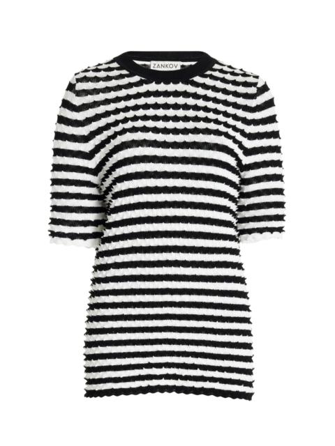 ZANKOV Elodie Striped Knit T-Shirt black/white