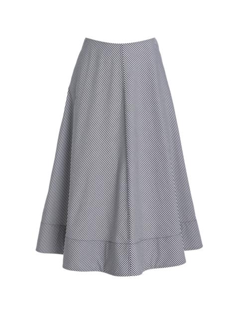 BRANDON MAXWELL The Knox Low-Rise Pima Cotton Midi Skirt black/white