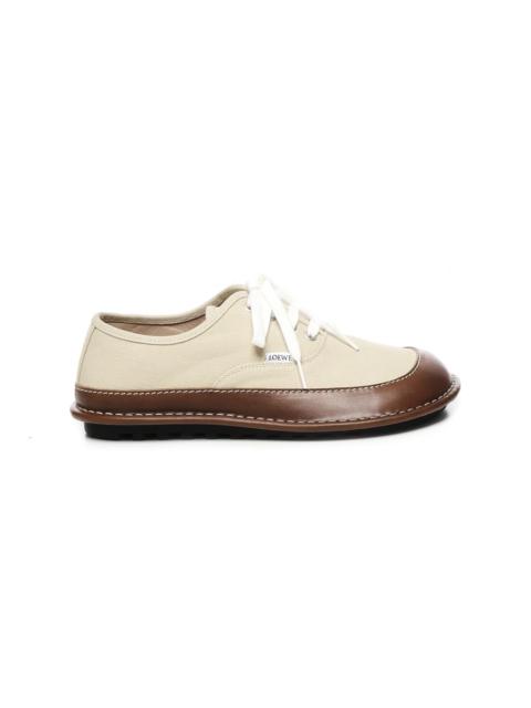 BEIGE BROWN SNEAKERS LACE-UP TPU SOLE