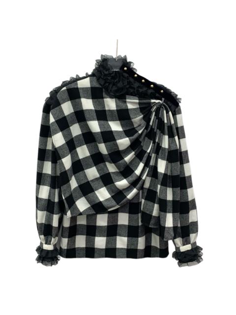 Louis Vuitton Louis Vuitton 25 Color-Blocked Wool Long Sleeve Black White Top