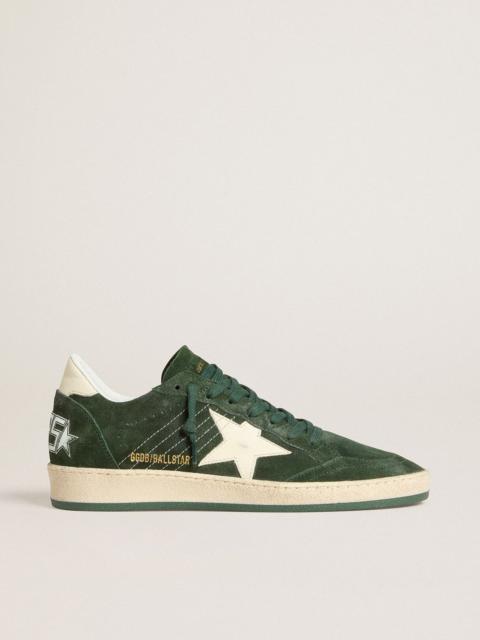 Golden Goose Women's Ball Star in green suede with white leather star and heel tab