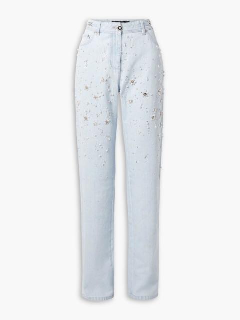 VERSACE Embellished high-rise straight-leg jeans