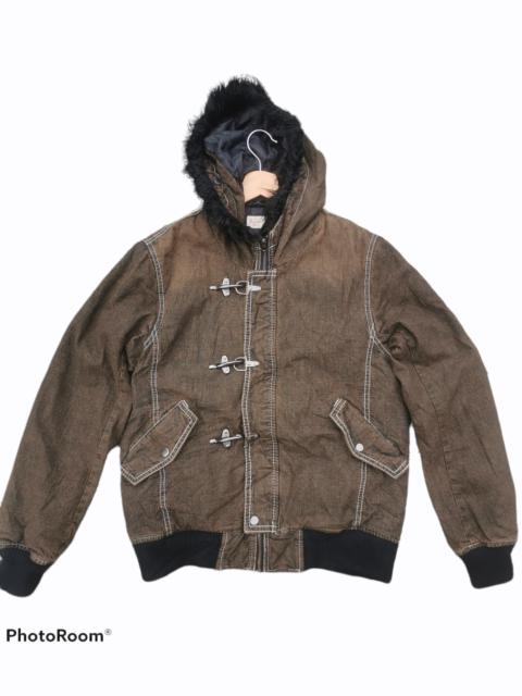 Other Designers Vintage - Japanese Brand Allix Design Fur Hoodie Canvas Bomber Jacket