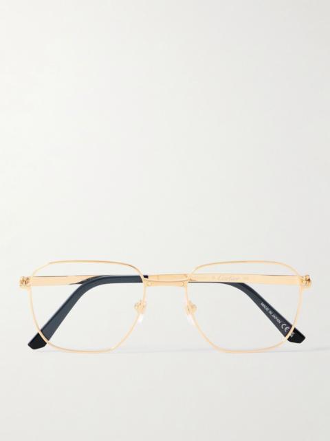 Cartier Santos de Cartier D-Frame Gold-Tone Titanium Optical Glasses Gold