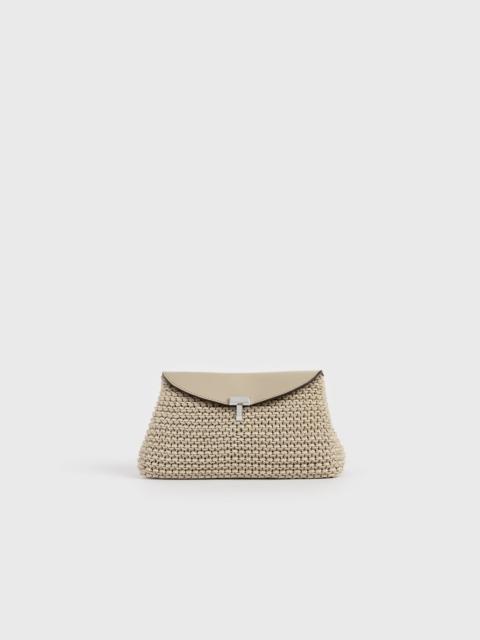 TOTEME Mini T-lock woven-leather clutch fawn