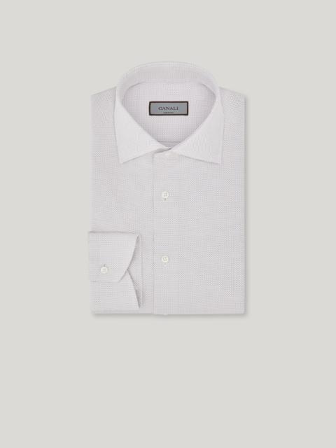 Canali WHITE AND PURPLE REGULAR FIT IMPECCABILE COTTON SHIRT