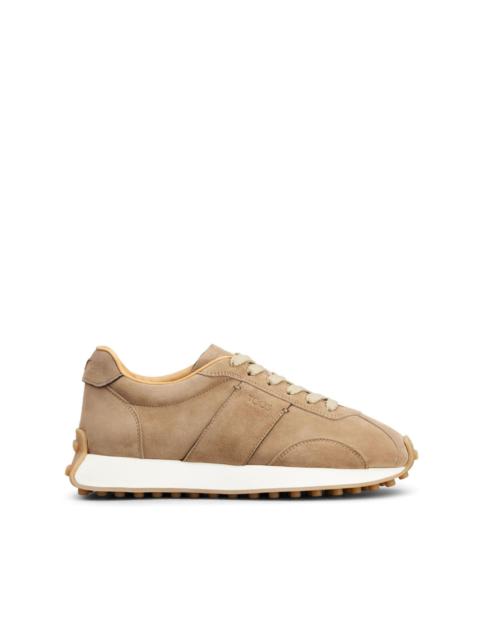 panelled suede lace-up sneakers