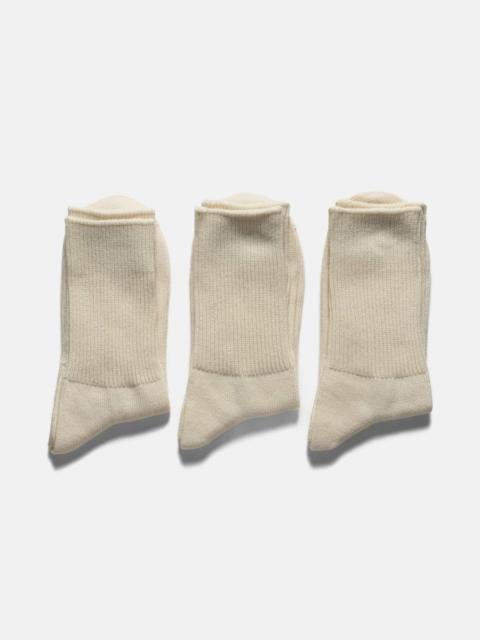 ROTOTO® R1427 Organic Daily 3 Pack Ribbed Crew Socks Ivory