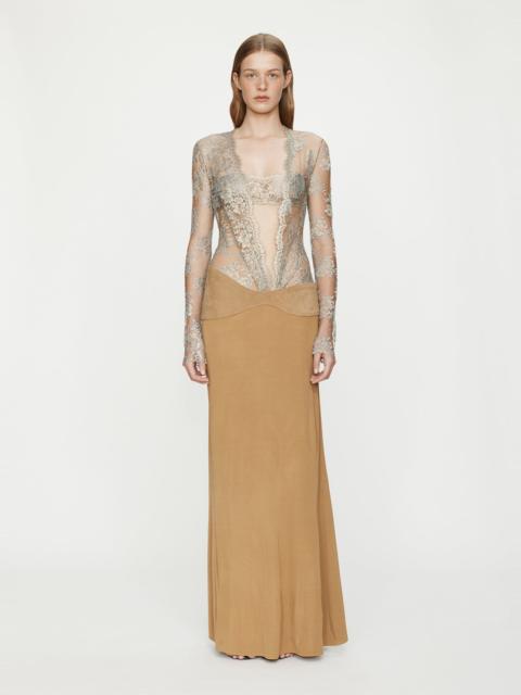 CHRISTOPHER ESBER Sèpienne Lace Suede Belted Jersey Gown