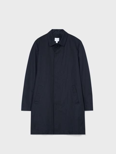Sunspel Showerproof Cotton Mac Coat Navy