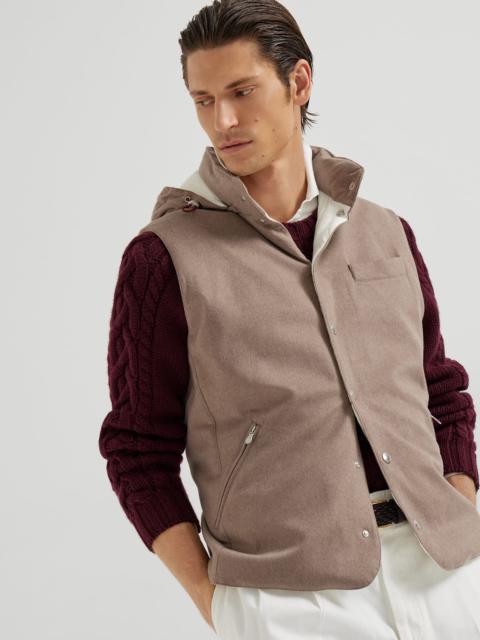 Brunello Cucinelli Bonded wool flannel down vest with detachable hood