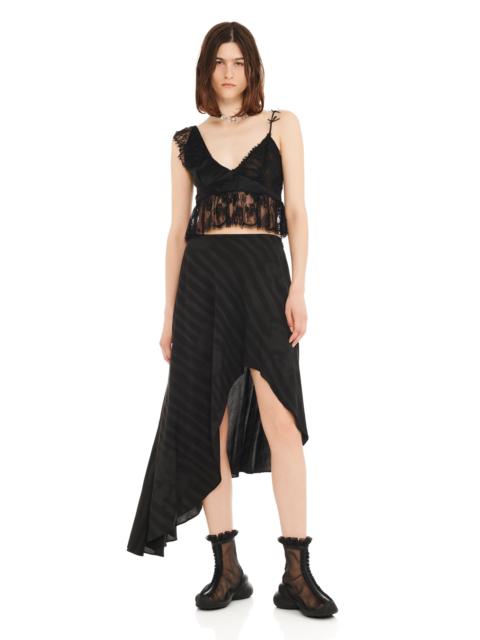 Collina Strada BLACK WAVY FLOWER STRIPE TULIP SKIRT