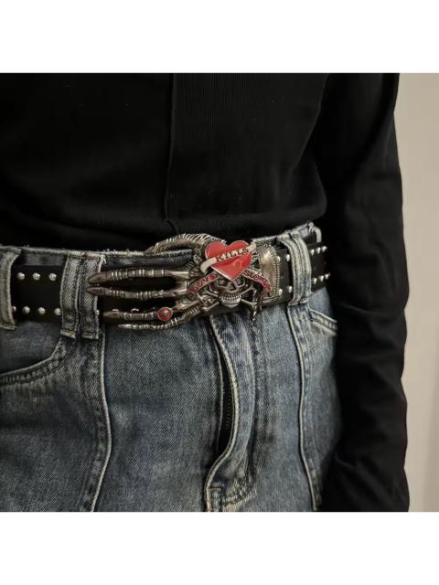 Skull Buckle PU Leather Belt
