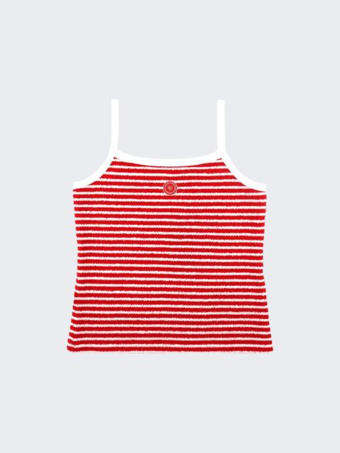 Sporty & Rich Serif Logo Striped Terry Tank Fire Red Stripes