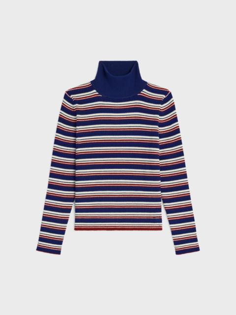 CELINE turtleneck sweater IN striped ribbed wool