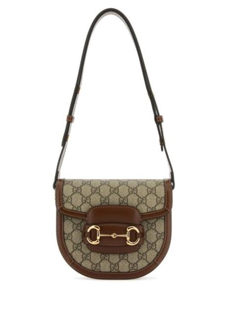 Gucci Woman Gg Supreme Fabric And Leather Gucci Horsebit 1955 Shoulder Bag
