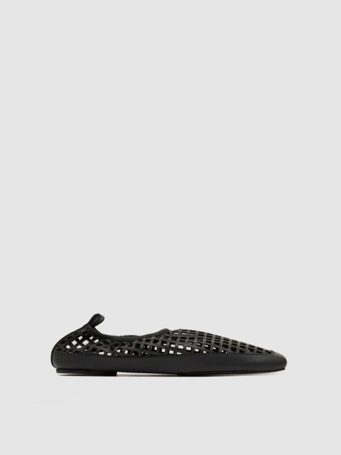 ST. AGNI Perforated Square Toe Flat - Black