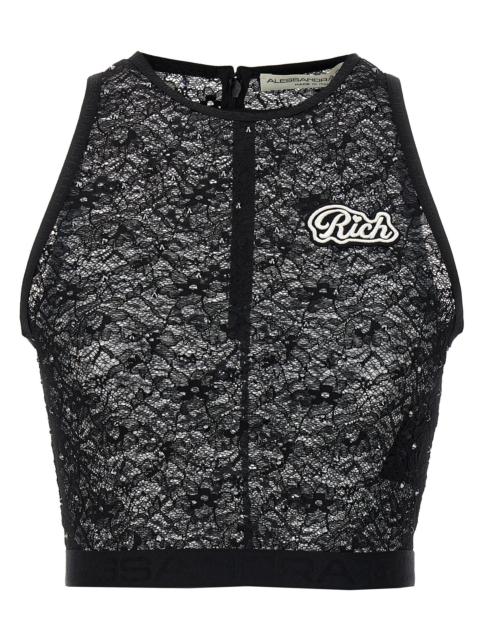 Alessandra Rich Women Rhinestone Lace Top