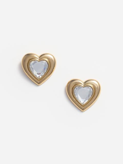 self-portrait Gold Crystal Heart Earrings