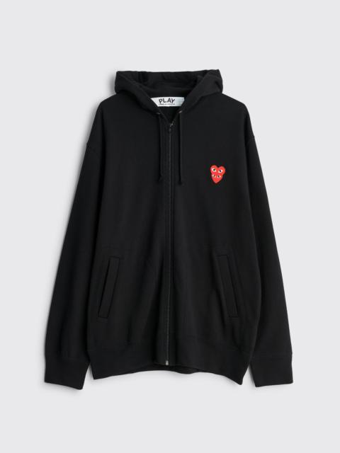 Comme Des Garçons COMME DES GARÇONS PLAY DOUBLE HEART HOODED ZIP SWEATSHIRT BLACK