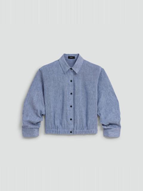 Theory Cropped Shirt in Fluid Linen