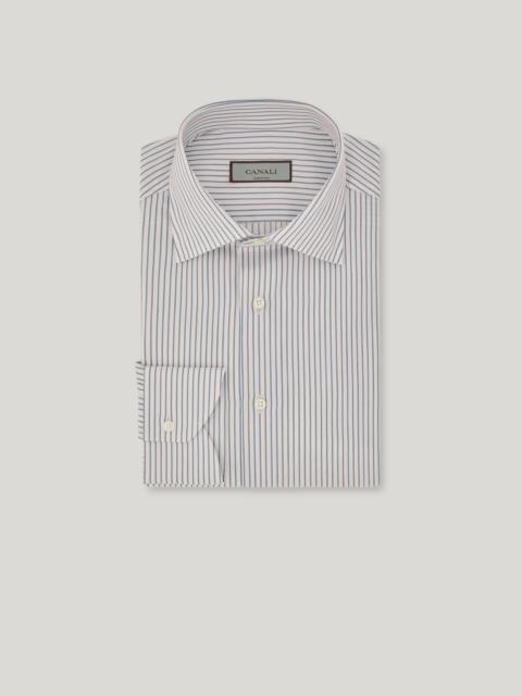 Canali IMPECCABILE WHITE COTTON REGULAR-FIT SHIRT WITH GREEN STRIPES