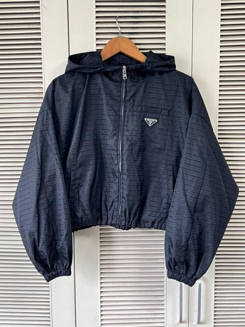 Prada Prada Re-Nylon Black Hooded Triangle Logo Jacket