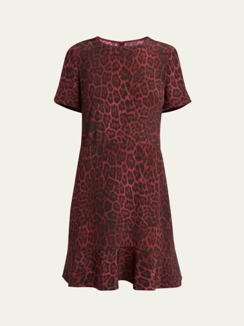 Stella McCartney Leopard Print Flared Hem Silk Dress