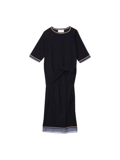 3.1 Phillip Lim Short Sleeve Draped Knit Dress With Organza