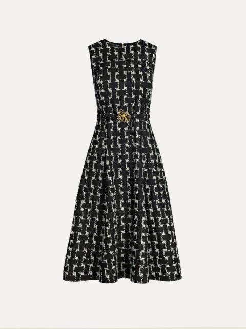 Oscar de la Renta WOVEN DENIM JACQUARD MIDI DRESS