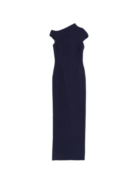 SOLACE LONDON Arion asymmetric-neck cap-sleeve maxi dress