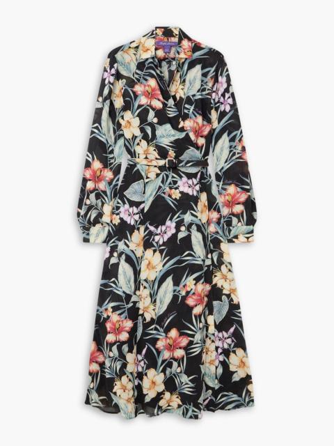 Other Designers Aniyah belted floral-print woven midi wrap dress