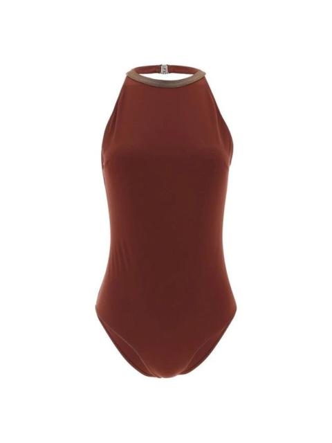 Brunello Cucinelli BRUNELLO CUCINELLI Red Precious Collar Swimsuit New & Authen