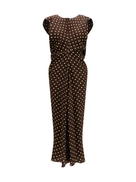 Marni Marni Printed Polka Dot Crepe Dress Sadelle Brown