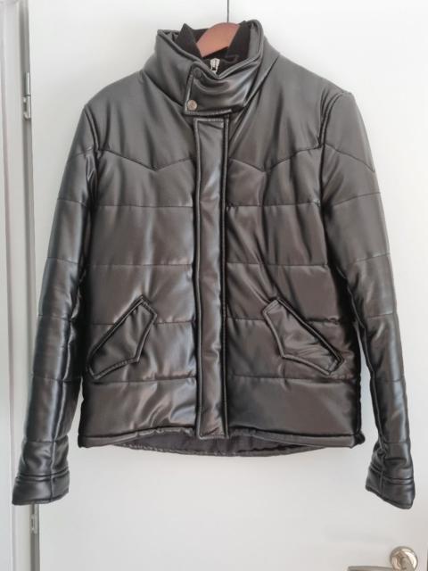 Zara - black padded quilted leather look bomber jacket