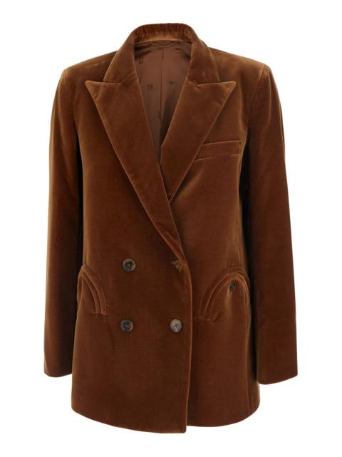 BLAZÉ MILANO Blaze Milano Women 'Jealousy' Brown Double-Breasted Jacket With Peak Revers In Velvet For Women