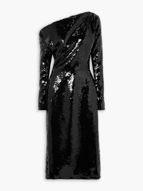 16ARLINGTON Danae draped asymmetric sequined crepe midi dress
