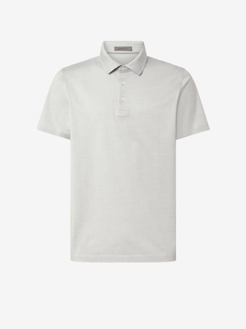 CORNELIANI Grey button-up lisle thread polo shirt