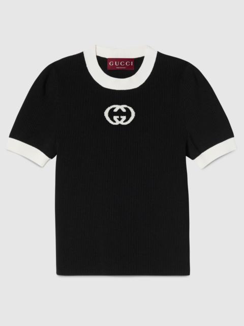 GUCCI Ribbed T-shirt with intarsia