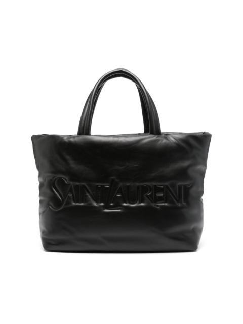 SAINT LAURENT logo-debossed leather tote bag