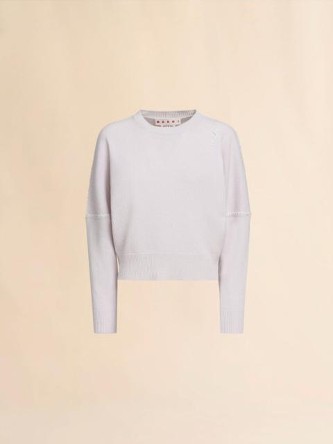 Marni LIGHT PINK WOOL AND CASHMERE CREW NECK JUMPER WITH MARNI SYMBOL