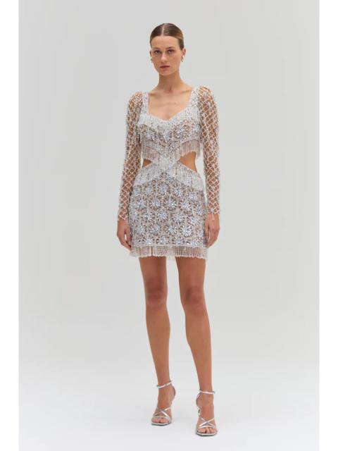 PatBO CRYSTAL EMBROIDERY LONG SLEEVE MINI DRESS