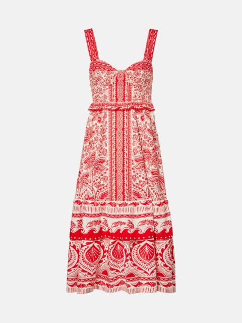 FARM RIO River Ride linen-blend bustier dress
