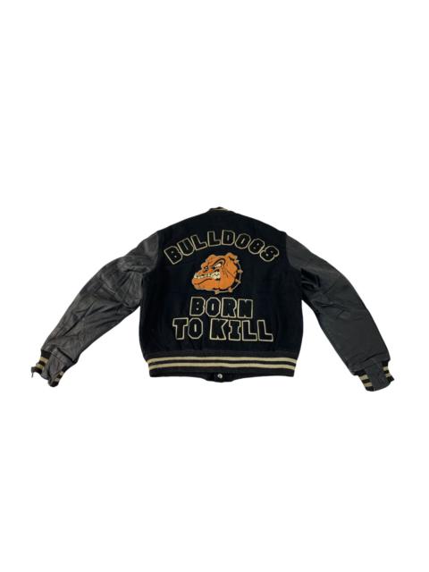 Other Designers Vintage - Bulldog Born To Kill Big Logo Varsity Leather Jacket