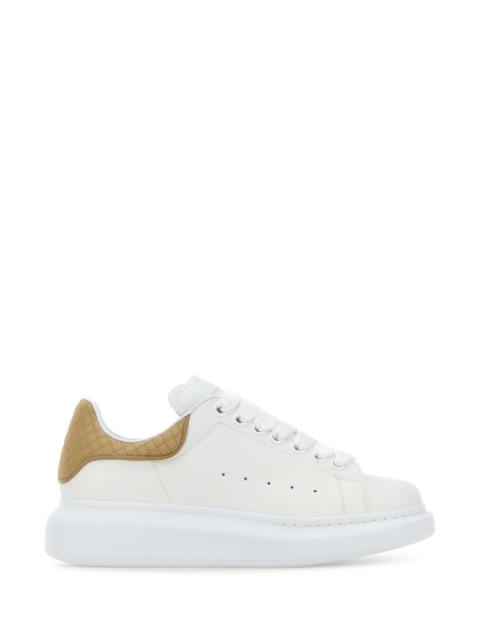 Alexander McQueen Alexander Mcqueen Women White Leather Sneakers With Beige Leather Heel