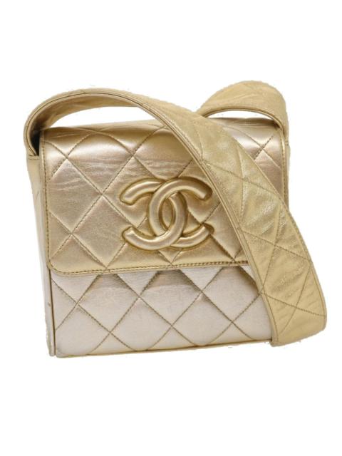 CHANEL CHANEL Matelassé Shoulder Bag Lamb Skin Gold CC
